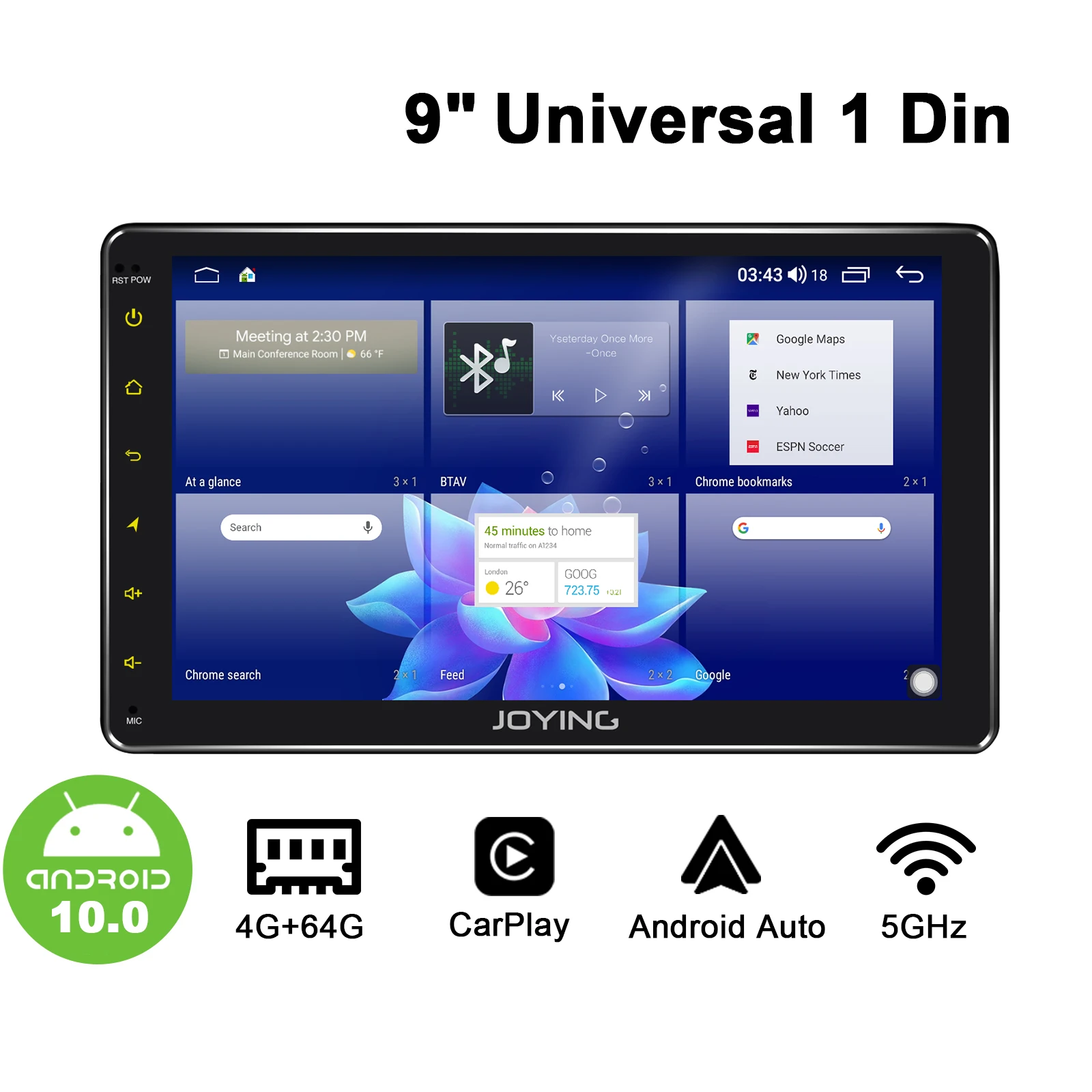 Универсальный автомобильный стерео радиоприемник на Android 10 1280*720 1DIN 9 дюймов DSP