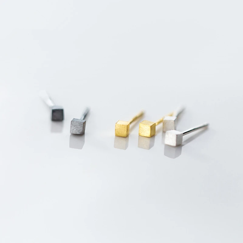 Настоящее серебро 925 проба серьги-гвоздики для женщин 2019 матовый золотой