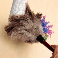 home feather duster household cleaning brush useful feather wooden household brush soft cleaning tool dust removal duster