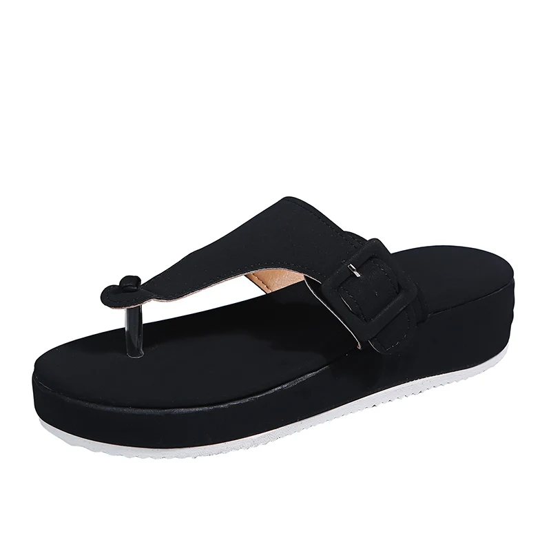 

Platform 2021 Summer Women Slipper Buckle Beach Sandals Female Wedge Shoes Lady Bath Home Outdoor Slippers Fashion Flip-flops