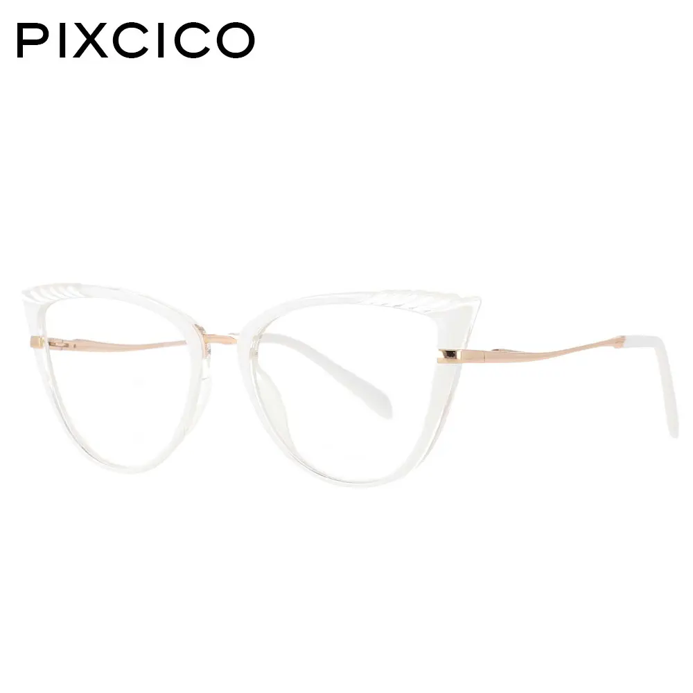 

53191 Lentes De Descanso Luz Azul Tr90 Cat Eye Ladies Eyewear Ripple Frame Decorative Fashion Women's Computer Glasses Lunette