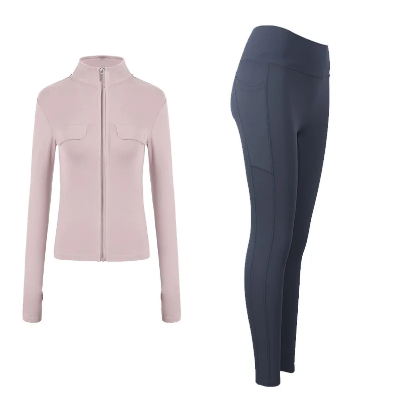 

New Yoga Wear Suit Women's Long-Sleeved Quick-Drying Workout Clothes Sports Suit High Waist Yoga Pants Two-Piece Suit