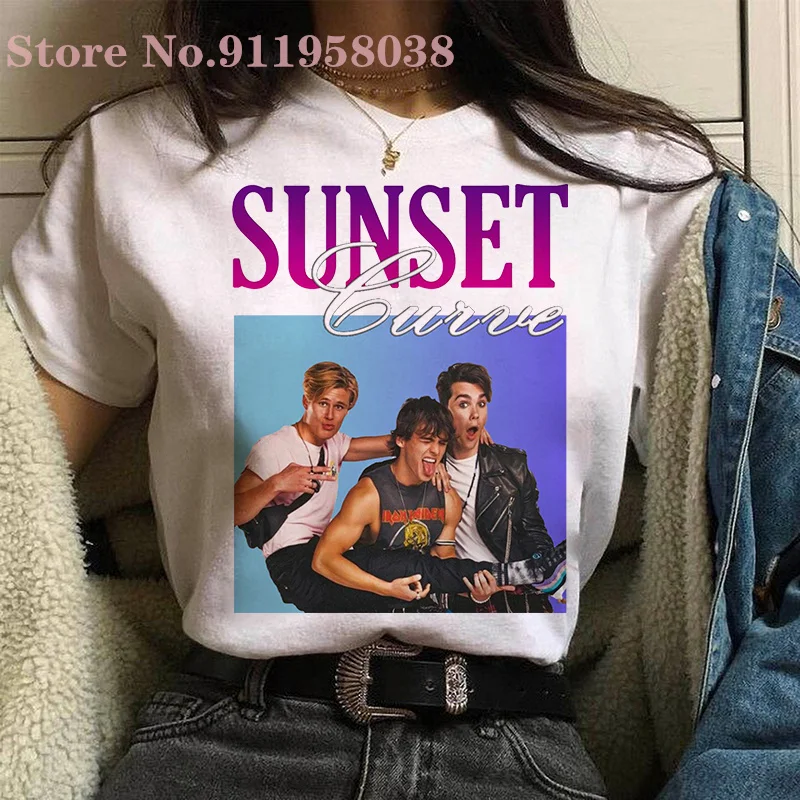 

Julie And Phantoms Harajuku Tops Sunset Curve T-shirt Fashion Aesthetic Punk Round Neck Casual Short Sleeve women/man T-Shirts