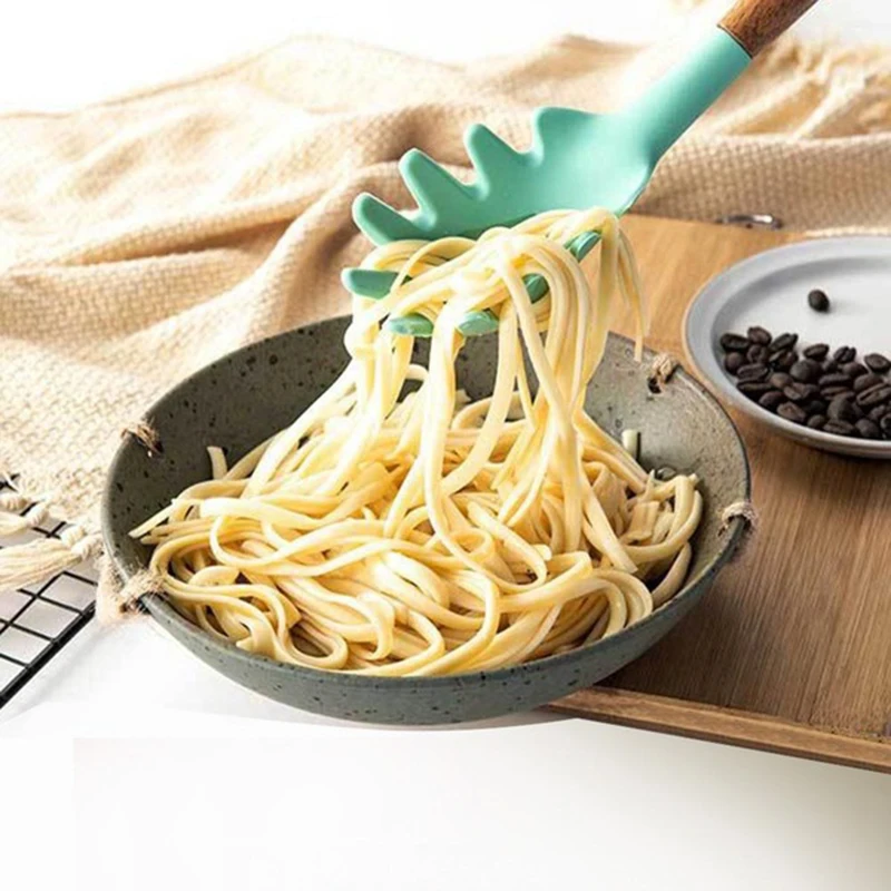 1 шт. набор кухонной посуды из силикона с натуральными деревянными ручками