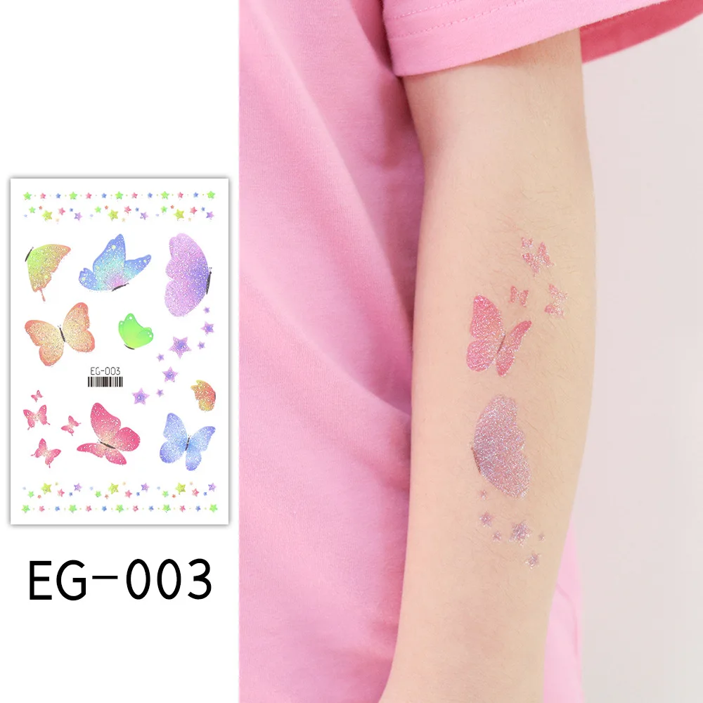 2022 Блестящая бабочка водостойкая Временная тату-наклейка для детей Красочные