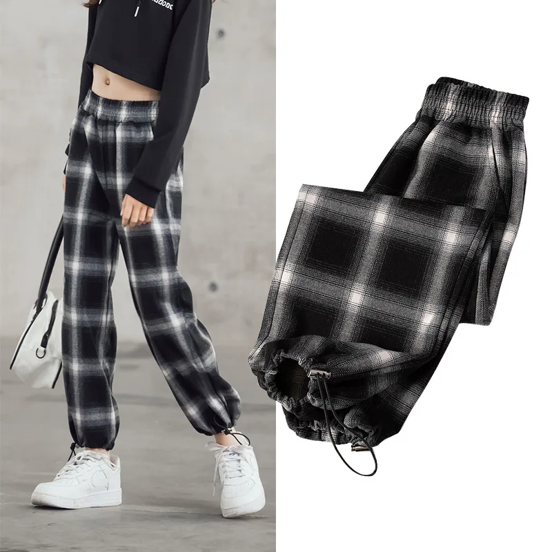 

New Children Pants Girl Plaid Trousers Teenage Sweatpants Korean Style Clothes Kids Spring Autumn Casual Sport Pants 3 5 7 9 11Y