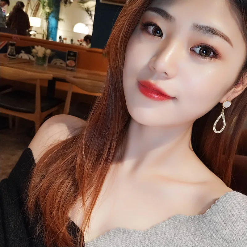 Корейские Новые Модные полые серьги в форме капли воды с фотоэлементами