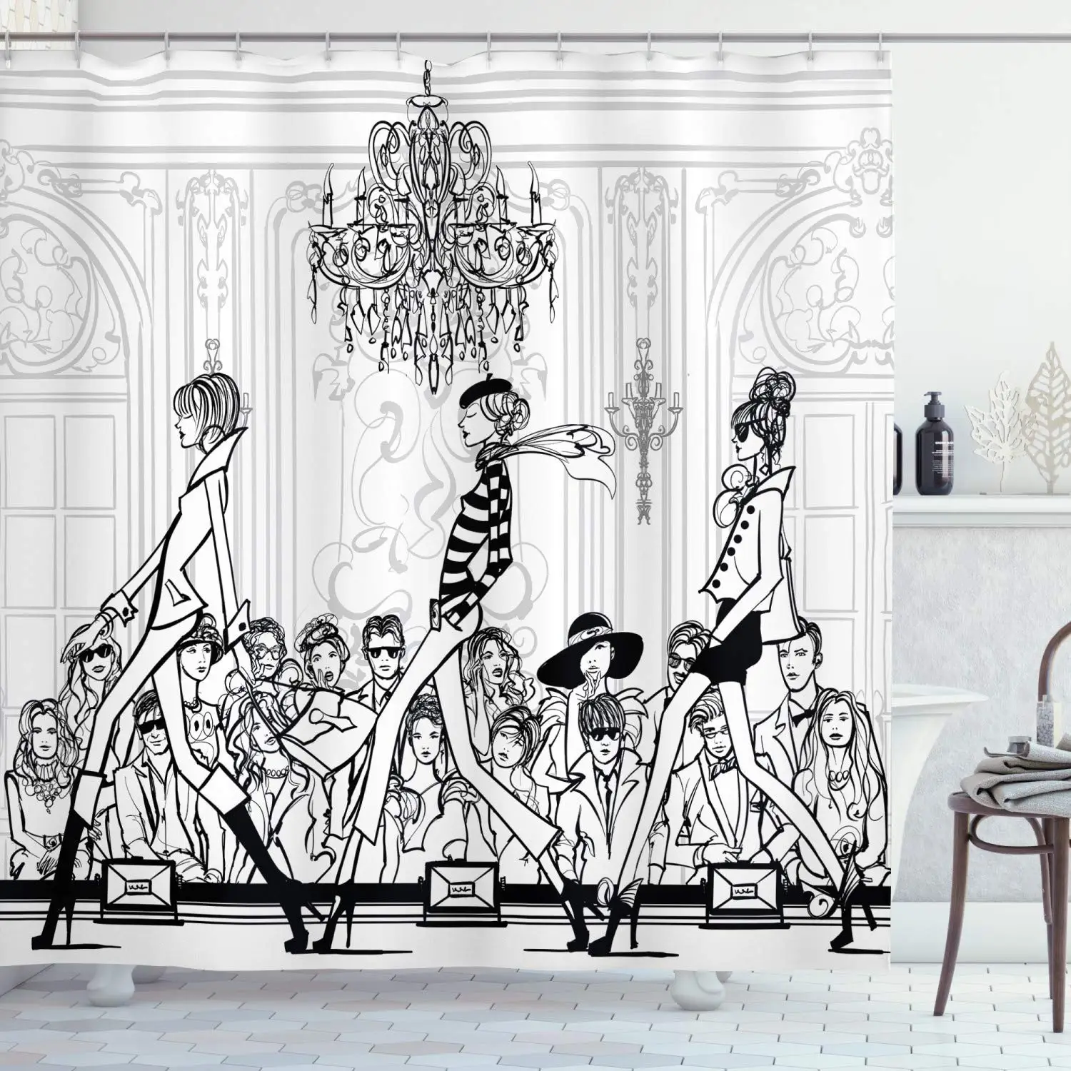 

Fashion Show with Catwalk Mannequins Audience Supermodel Human Crowd Illustration Bathroom Decor