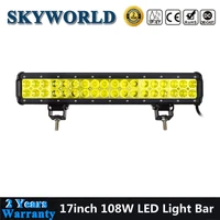 17inch 108w yellow led light bar offroad combo beam work lamp barra led bar off road 4x4 driving led light car for truck atv 4wd