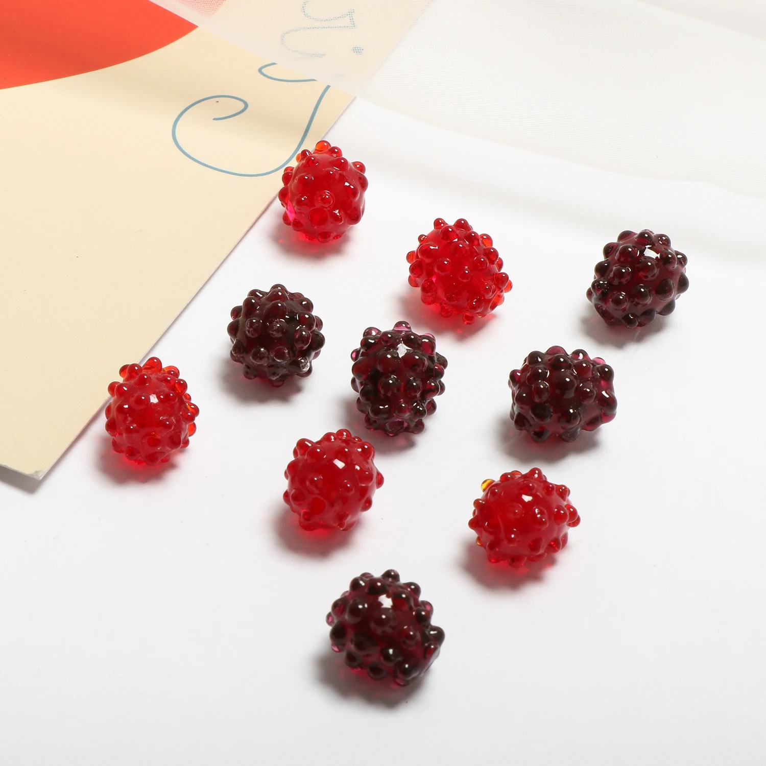 Ретро прекрасный фруктовый raspberry застекленная стеклянная бусина DIY Ювелирные