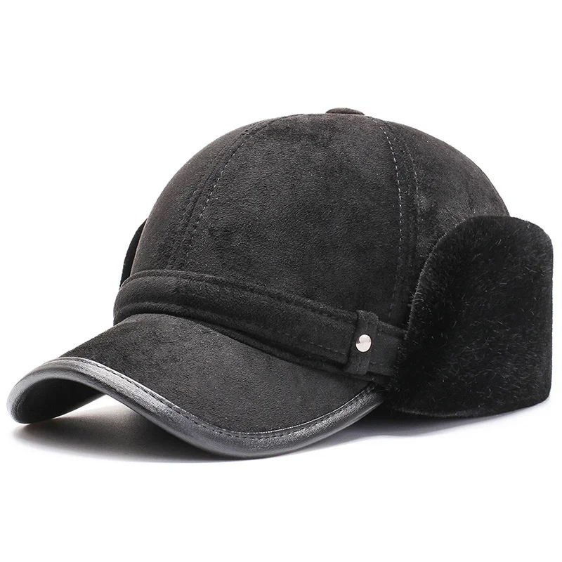 

Warmer Windproof Baseball Ski Cap Thermal Fur Lined Trapper Bomber Hat Chill Cap Classic Dad Hat with Ear Flap