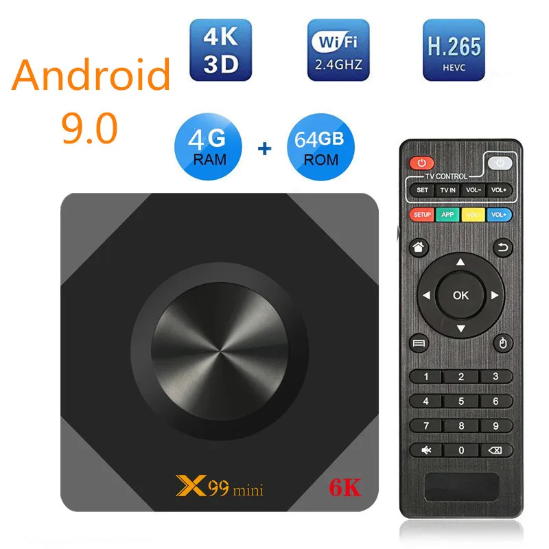 X99 Мини Смарт Android 9,0 ТВ приставка 4 Гб ОЗУ 64 ГБ 32 ГБ 16 ГБ Wifi медиаплеер 4K для Google Youtube телеприставка ip tv подписка