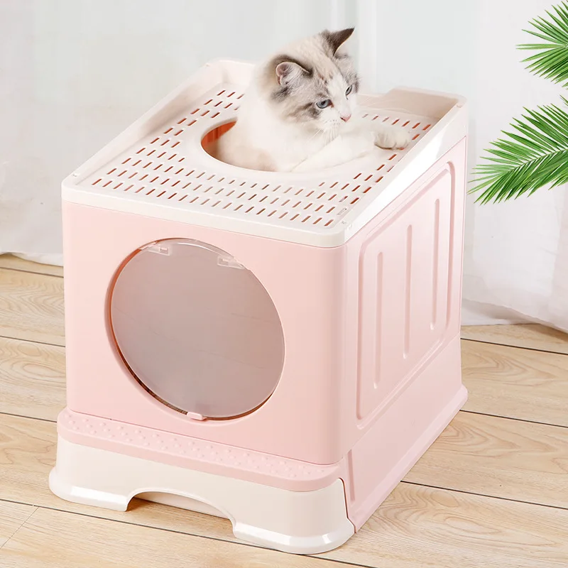 

Pet Cat Litter Box Fully Enclosed Anti-Splash Deodorant Cat Toilet for Cats with Shovel High Capacity Cat Litter Tray Sand Box