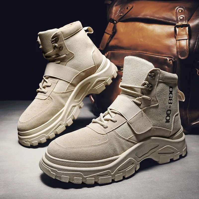 

2021 new Men Leather Shoes Casual Safety Work Boots Winter Botas Hombre Soft Erkek Bot Motocycle Warm Male Sneakers Footwear