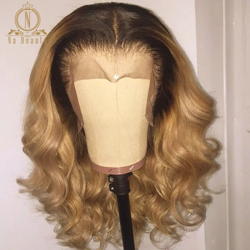 Парик из человеческих волос короткий парик с волнистым кружевом 13x4 для