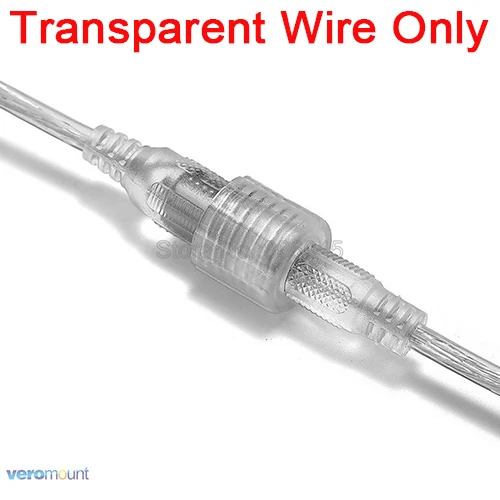 Transparent 5 пар IP66 водонепроницаемый разъем питания постоянного тока 5,5x2,1 мм Мужской Женский Разъем черный белый прозрачный провод шнур для светодиодной ленты - Цвет: Transparent