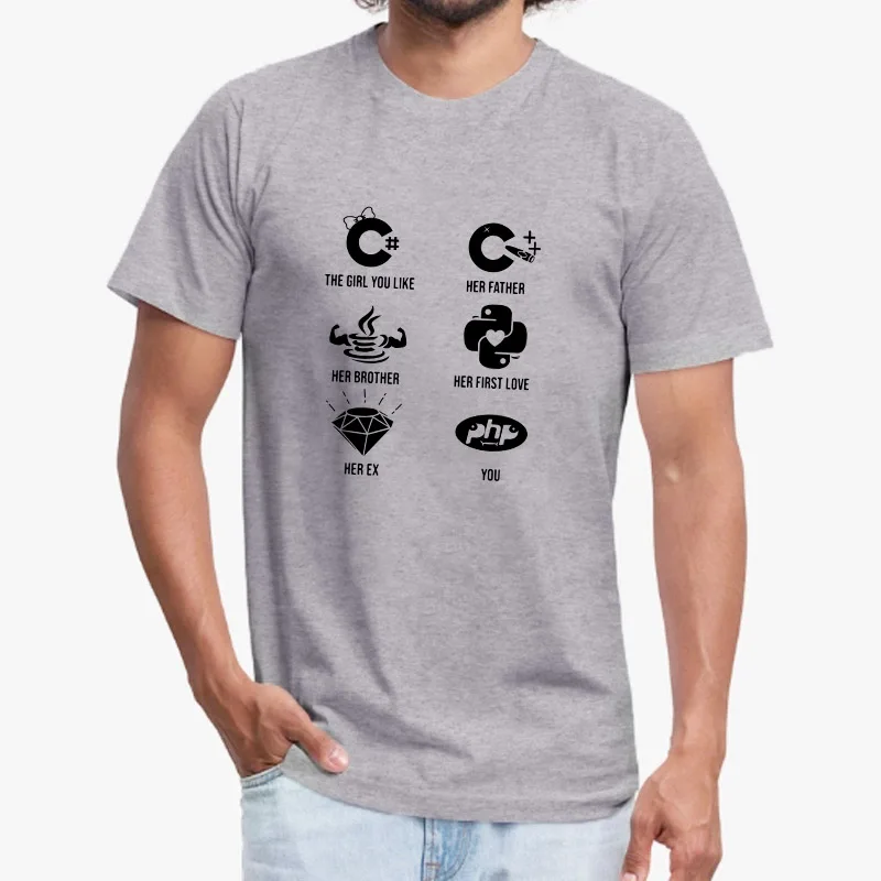 

2021 New Summer T Shirts Casual Fashion Top Tee Round Neck Short Sleeve Funny Programing Graphic Print Streetwear Men T-Shirt