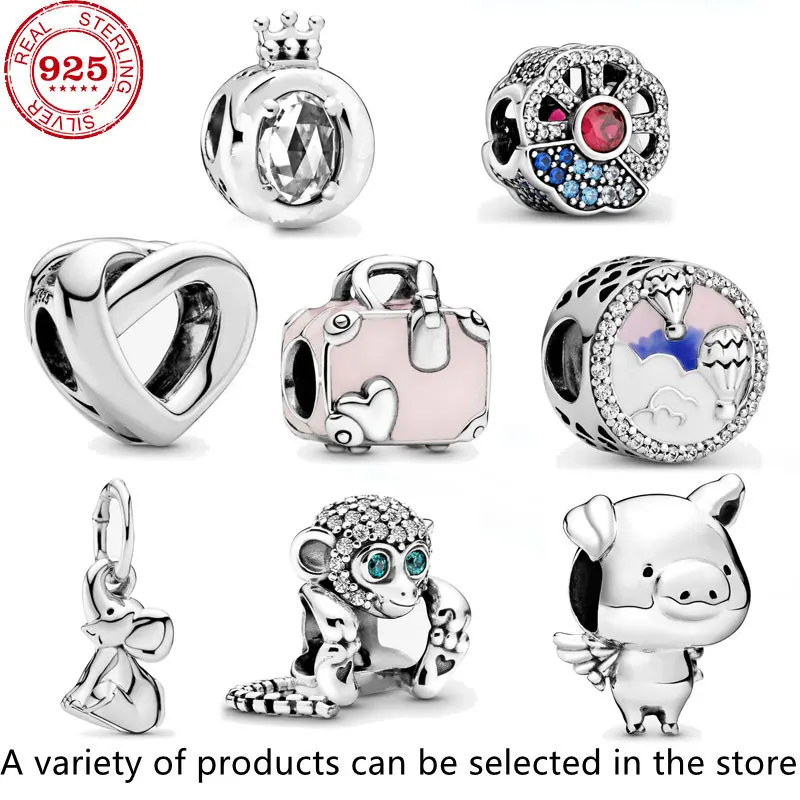 

Hot Sale 100% Real 925 Sterling Silver pan Beads for Women Cartoon animal Fit Original Charm bracelet DIY high quality Jewelry