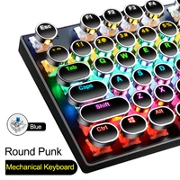retro punk gaming mechanical keyboard usb wired 104 keys with rgb backlight redblue switch for pc gamer computer