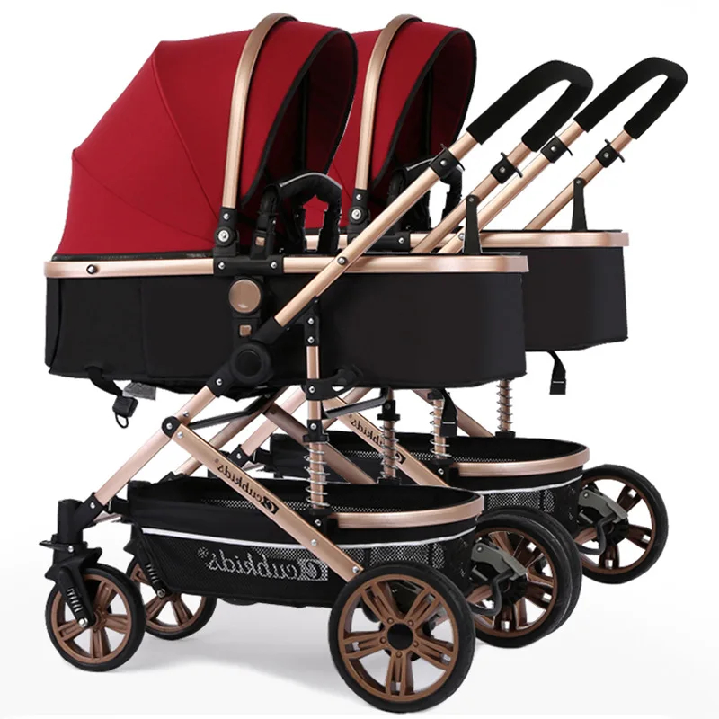 Популярная Новая коляска для малыша детская двойная близнецов детские коляски