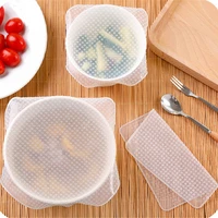 4pcs silicone bowl covers food fresh keeping wrap reusable silicone wrap seal lid cover stretch vacuum food wrap kitchen tools