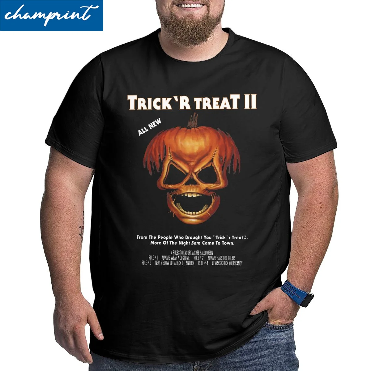 

Футболка с забавным рисунком трюка 'r Treat II, Мужская ужасная футболка на Хэллоуин, футболка с коротким рукавом для большого роста, Одежда боль...