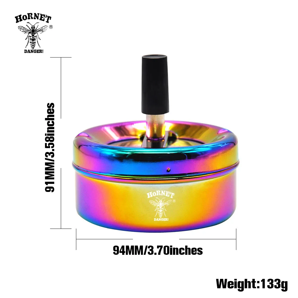 HORNET Радужная пепельница из нержавеющей стали 94 мм пресс роторный портативный