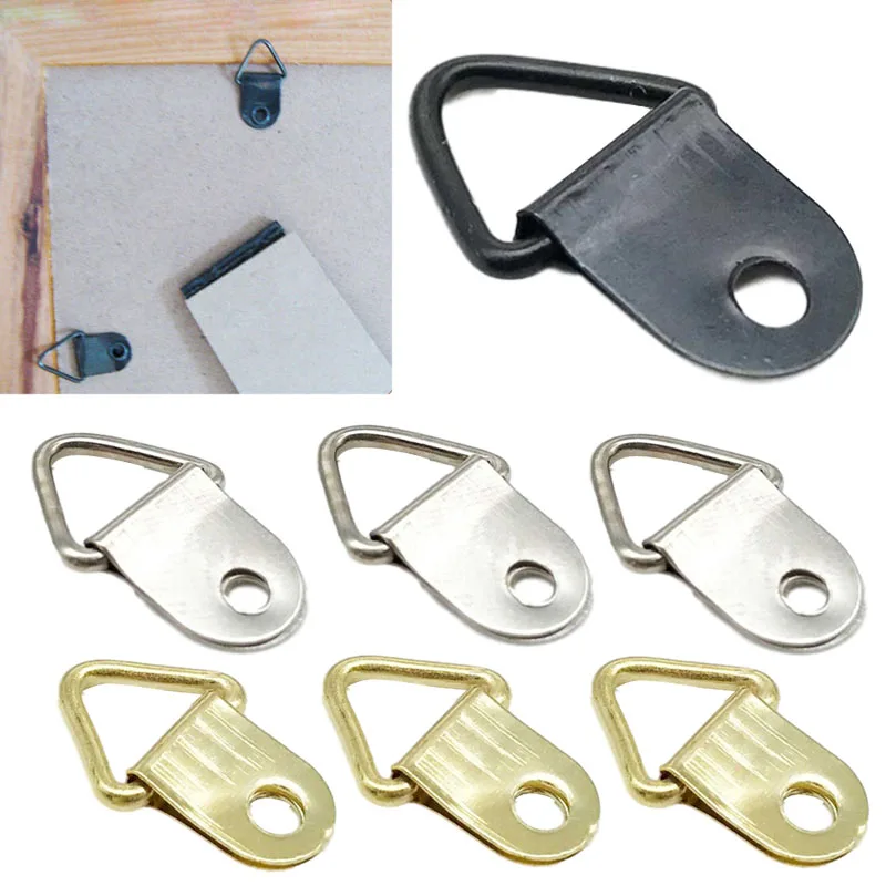 

50pcs Triangle D-Ring Hanging Oil Painting Mirror Picture Frame Hanger Photo Wall Hook With screws Furniture Accessories