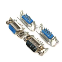 10pcs malefemale blue straight pin db9 d sub pcb mount rs232 serial port connector socket with screw nuts