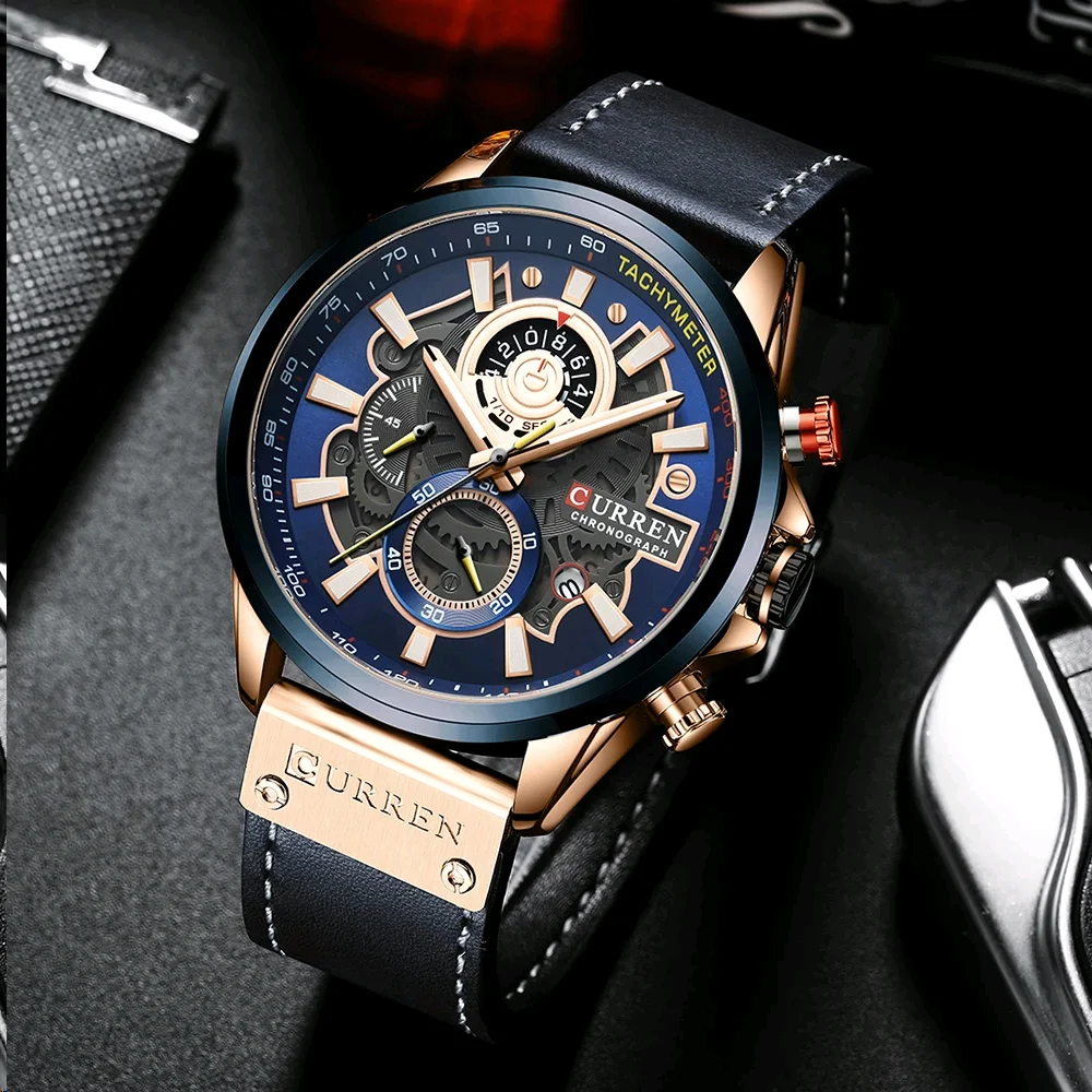 CURREN Casual Sport Waterproof Quartz Watch Mens Brand Fashion Leather Strap Men Watches Creative Design Male Clock часы мужские