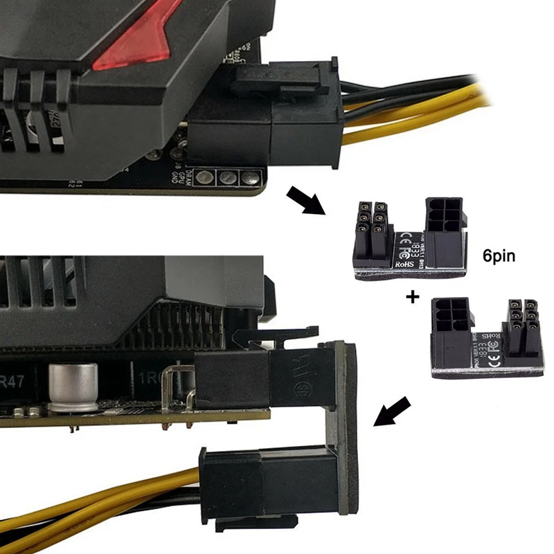 Atx 6pin Female To Male 180 Degree Angled Power Adapter For Desktops Ie Card | Компьютеры и офис