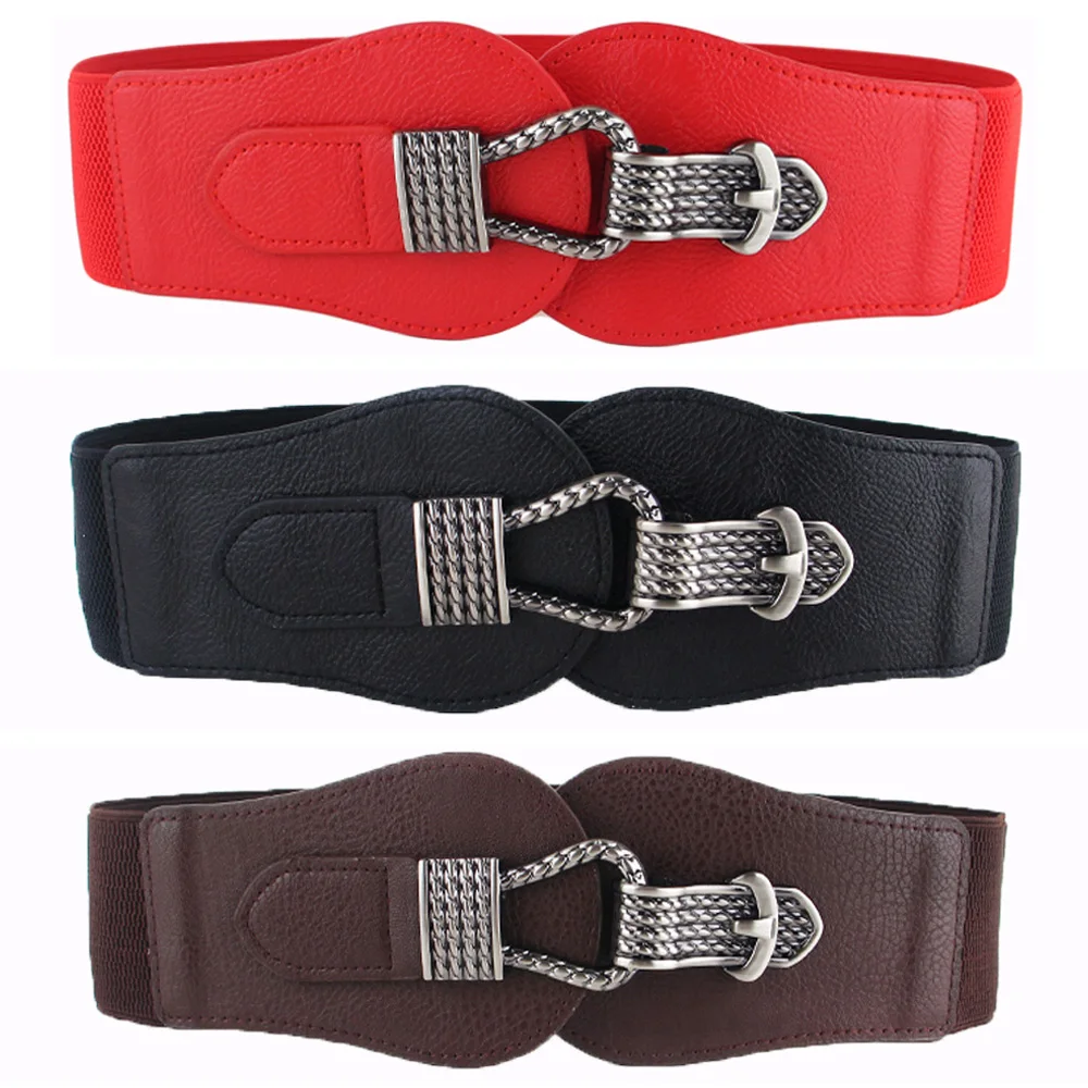 Дамский эластичный пояс женский стильный ремень с металлической пряжкой