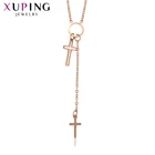 Элегантное ожерелье Xupin в форме Креста, новый дизайн, розовое золото, Покрытые цветами, ювелирные изделия для женщин, дизайн, рождественский подарок