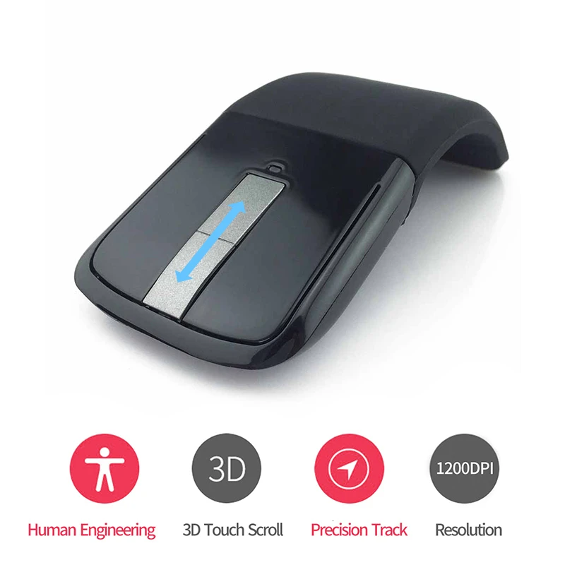 

Wireless Foldable Arc Touch Ergonomic Computer Mouse For Microsoft Laptop Usb Optical Office PC Mice 3d Folding Mice For Macbook