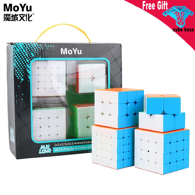 

MoYu 4pcs Magic Cube Set MofangJiaoshi 2x2 3x3 4x4 5x5 Meilong Speed Cube pyramid skew Megaminx SQ1 Packing Educational Toys