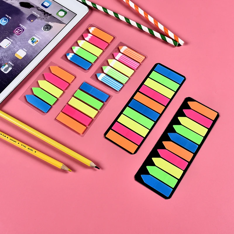 

100 Sheets Arrow Shape Fluorescent paper Self Adhesive Memo Pad Sticky Notes