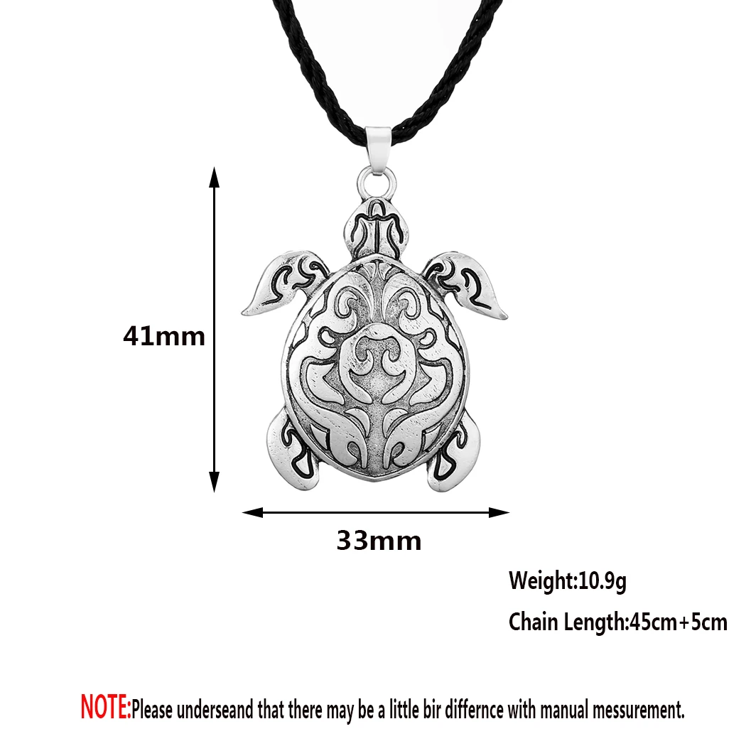 

QIMING Slavic Viking Turtle Pendant Necklace For Men Vintage Punk Jewelry Ancient Pattern Retro Silver Animal Necklaces