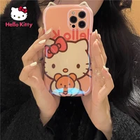 hello kitty cat ear small waist phone case for iphone13 13pro 13promax 12 12pro max 11 11pro x xs 7 8p cartoon protective cover