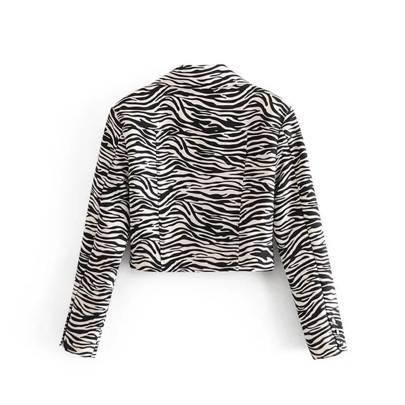 

Zebra Stripes Short Blazer Suit Women Fashion Sweet Collect Waist Single Breasted Indie Short Blazer Animal Printed Chic Coats
