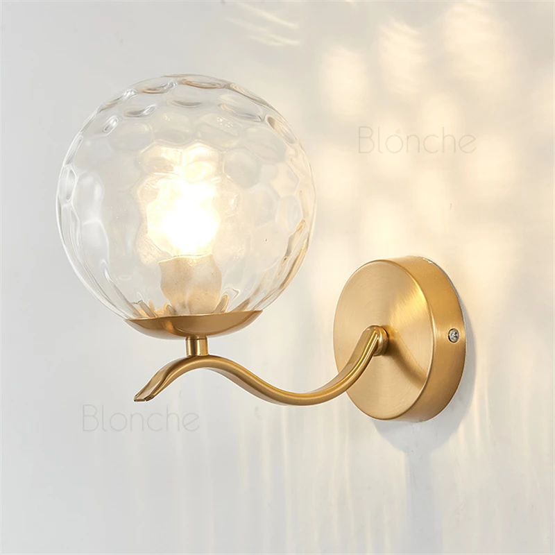 Modern Glass Ball Wall Lights Led Simple Lamp Gold/black Sconces for Bedroom Bedside Living Room Corridor Loft Home Decor | Освещение
