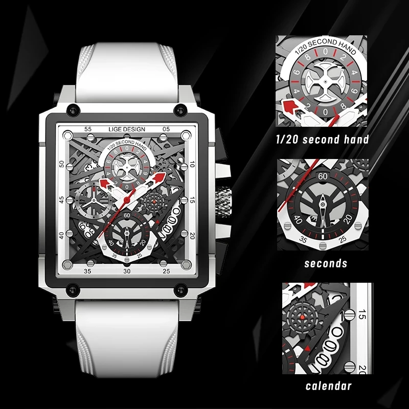 

LIGE New White Silicone Mens Watches Top Brand Luxury Watch Men Sport Chronograph Clock Fashion Automatic Date Wrist Watch Man