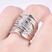 hot new zircon luxury ring intersection female crystal round stone ring engagement vintage party rings for women multi layer
