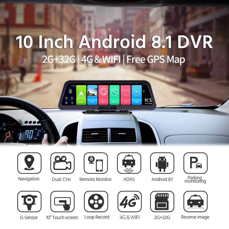 ACCEO Car Dvr Camera 4G 10 Inch Android 8.1 GPS Navigation FHD 1080P Auto Video Recorder ADAS Remote Monitor Dash Cam | Автомобили и