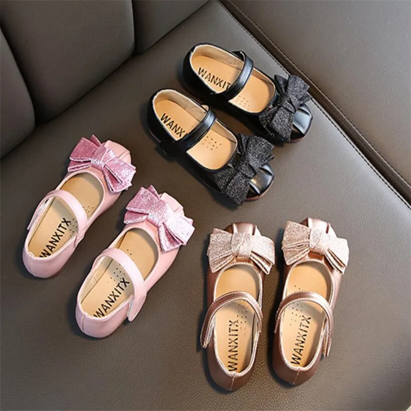 Обувь для девочек Вечерние черные туфли принцессы с бантом Школьная обувь mary jane