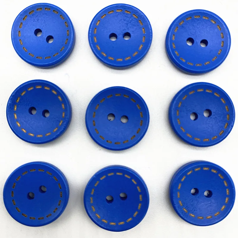Цветные детские круглые пуговицы 15-25 мм с деревянными пунктирными линиями