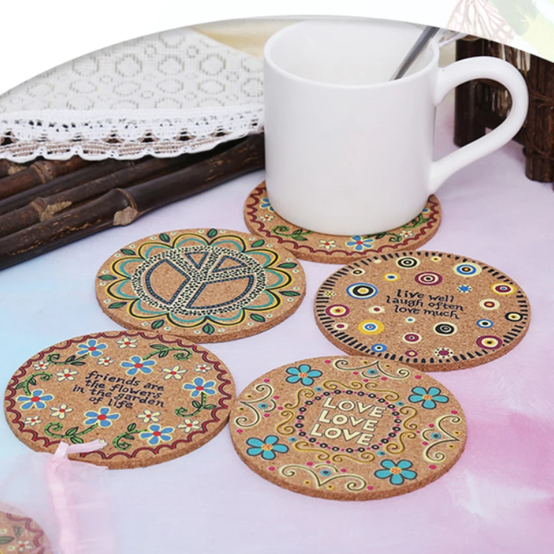 Влагостойкие натуральные пробковые круглые чашки подставки теплоизоляционные