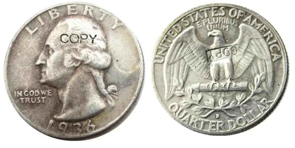 

US 1936D Washington Quarter Dollar Copy Coins