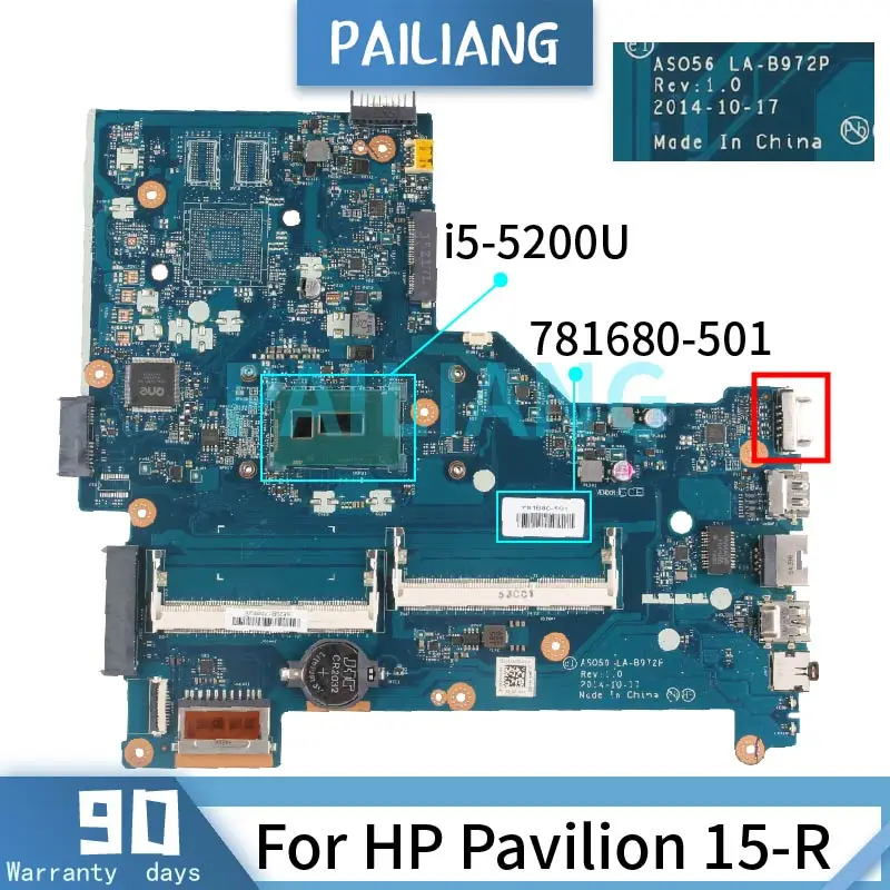 Материнская плата для HP Pavilion 15-R i5-5200U материнская LA-B972P 781680-501 SR23Y протестирована |