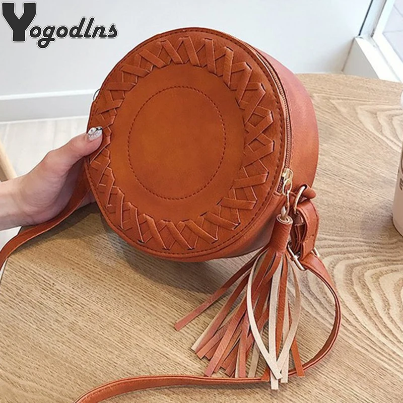 Женская винтажная сумка мессенджер с кисточками маленькая через плечо Сумки из