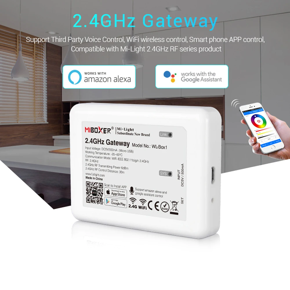 Голосовой пульт дистанционного управления milight Wi-Fi 5 В iOS Android Amazon Alexa совместим со